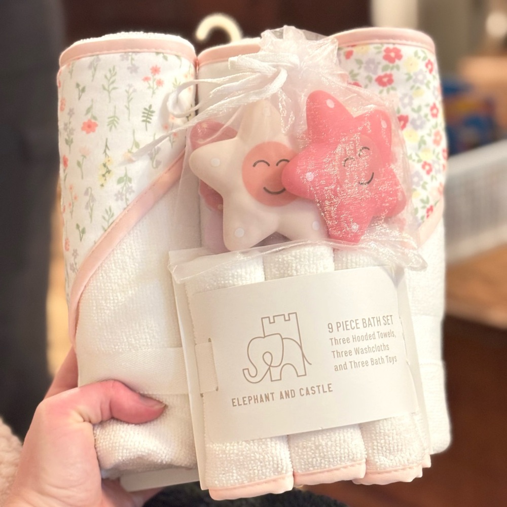 Floral Kids Bath Set - Pink and White
